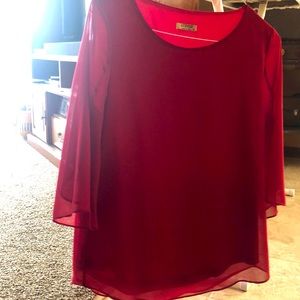 3/4 sleeve scoop neck chiffon blouse; maroon color, never worn